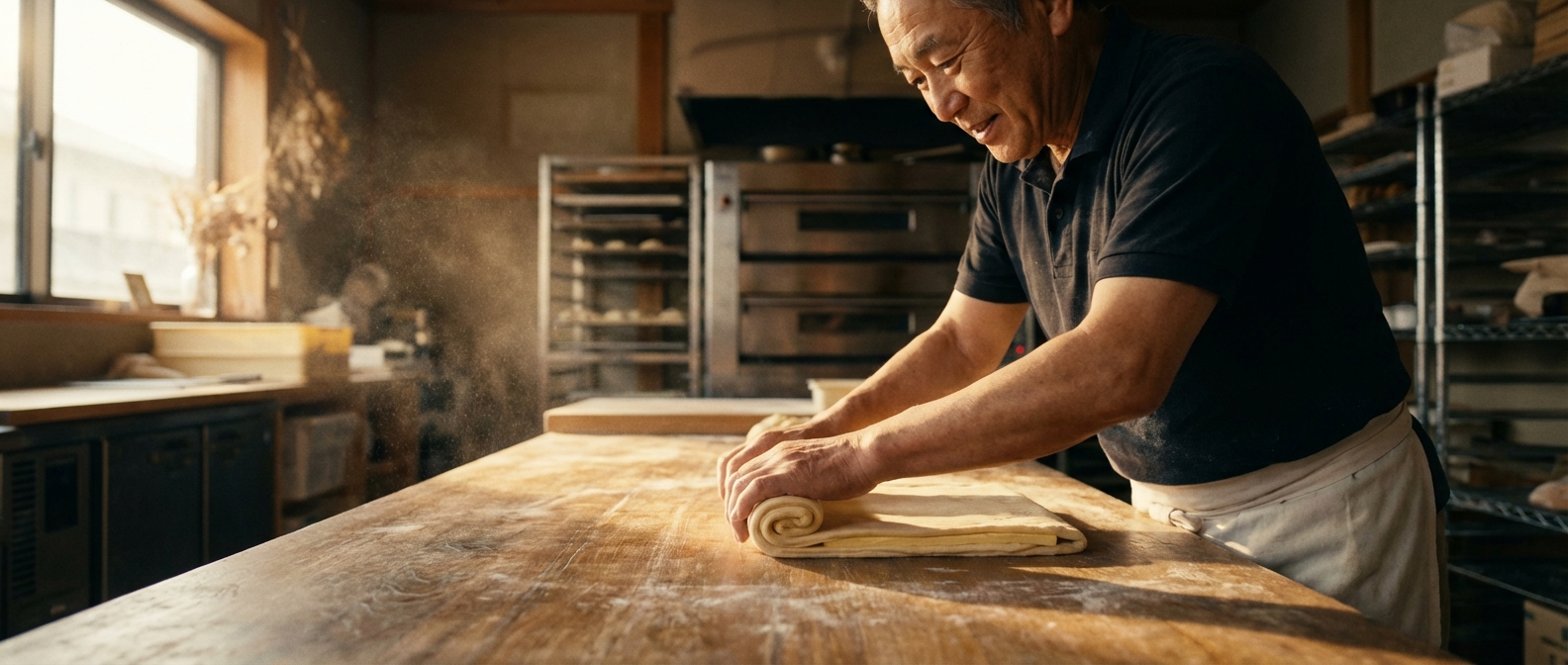 クロワッサン作りの様子