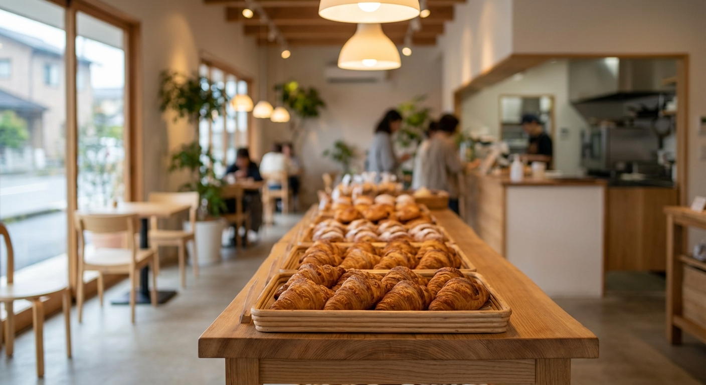 クロワッサンが並ぶ店内